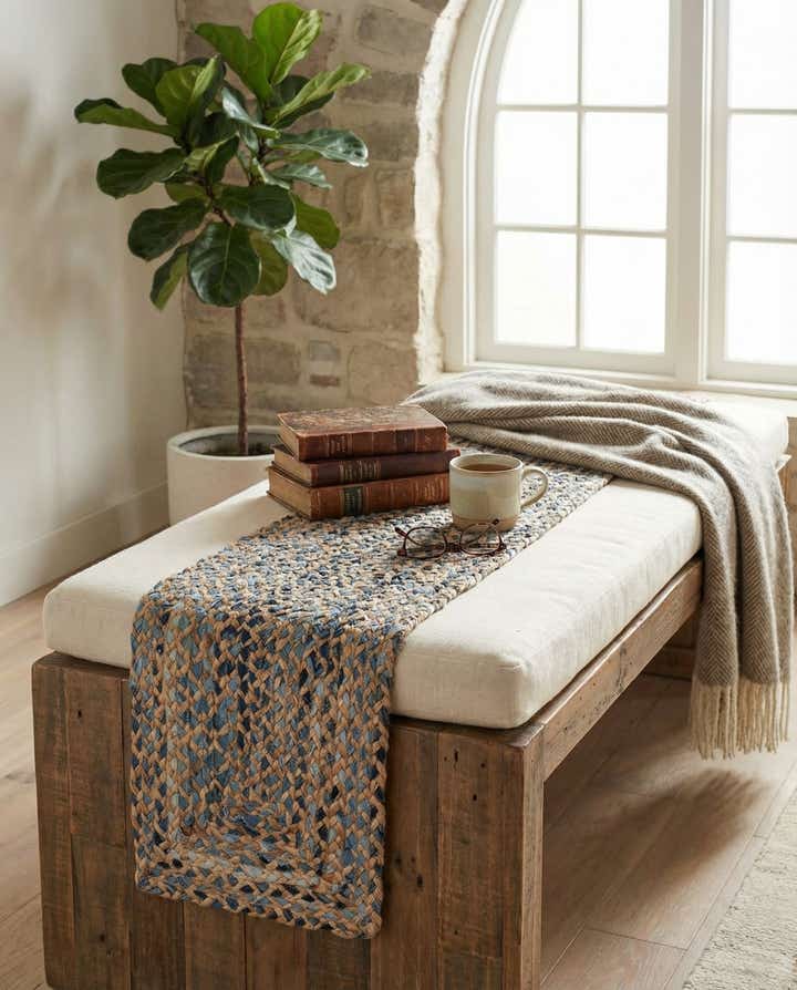 1' 2 x 6' 1 Handmade Braided Chindi Table Runner Rug