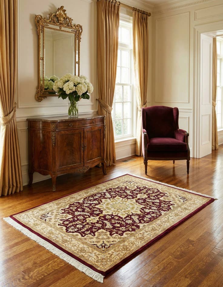 Detail image of  2' 7 x 3' 9 Ghom Silk Rug