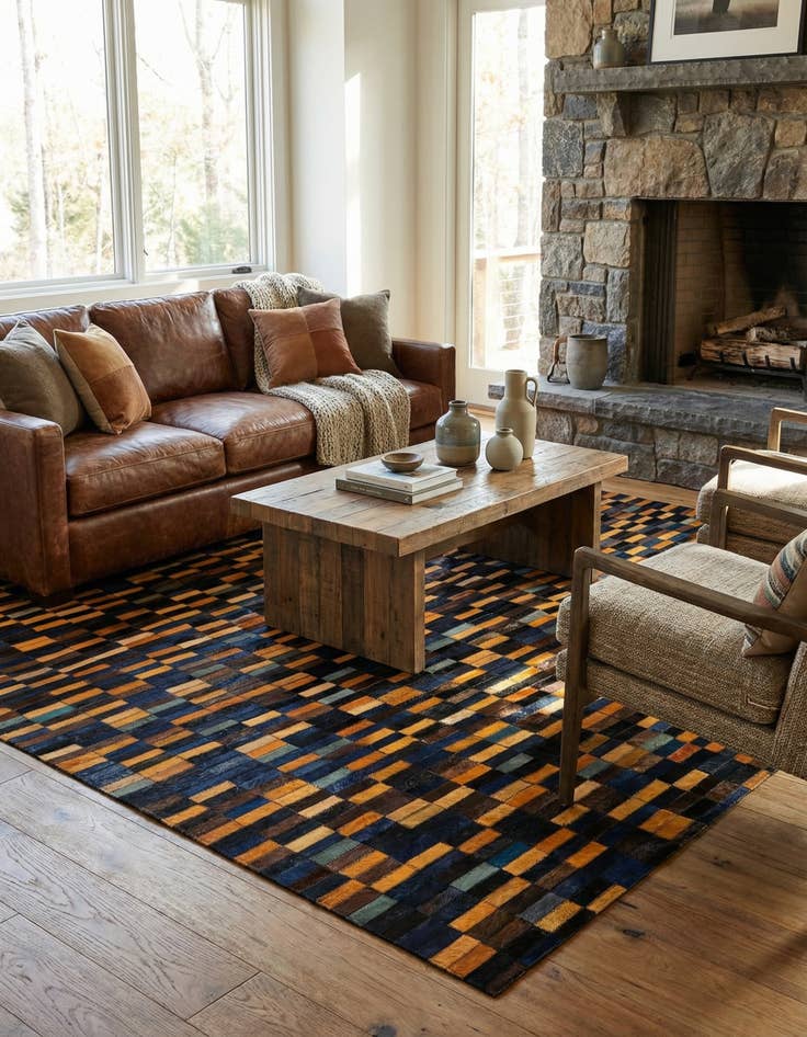 Detail image of  5' x 7' 11 Cowhide - Patchwork Rug