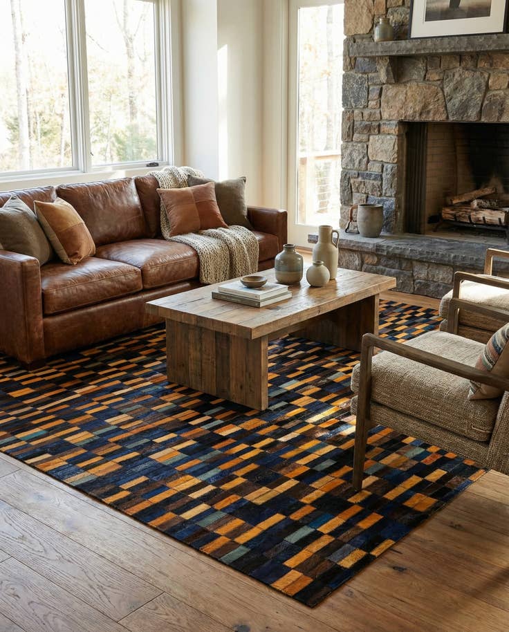 Detail image of 5' x 7' 11 Cowhide - Patchwork Rug