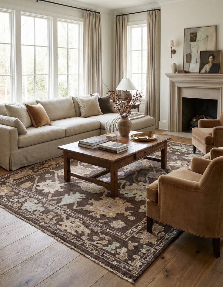 Detail image of 9' 5 x 12' 1  Hand Knotted Oushak Wool Rug