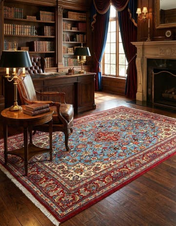4' 6 x 7' 1 Hand Knotted Qom Persian Rug