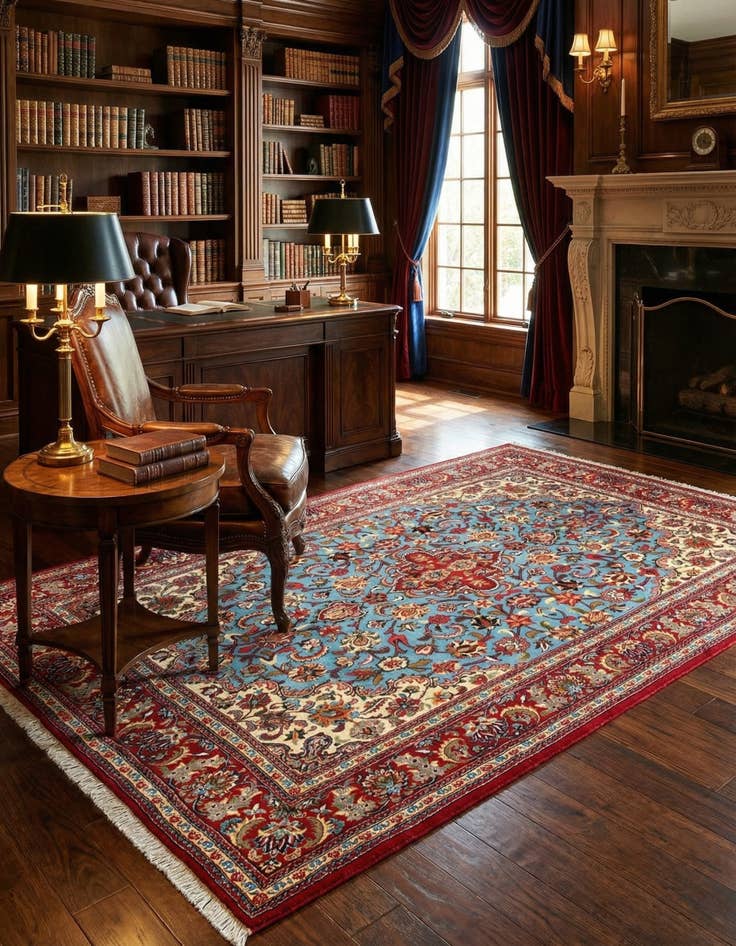 Detail image of 4' 6 x 7' 1  Hand Knotted Qom Persian Rug