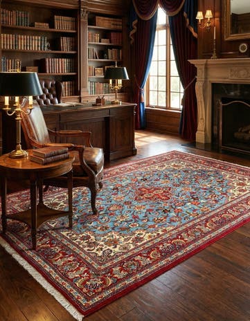4' 6 x 7' 1 Hand Knotted Qom Persian Rug