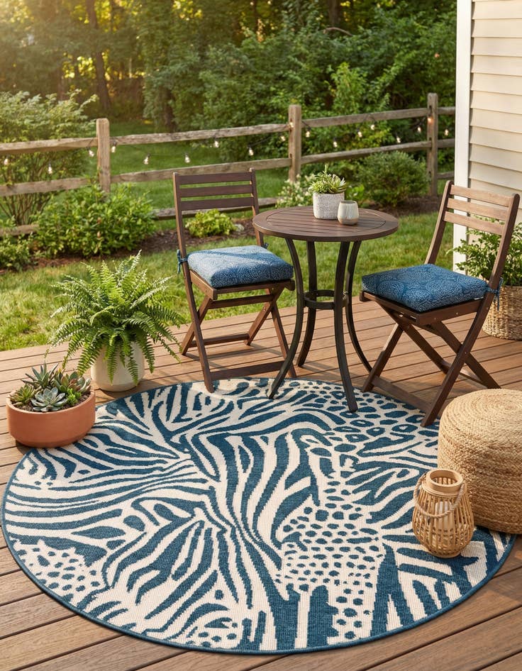 Detail image of 4' x 4'  Washable Safari Indoor / Outdoor Round Rug