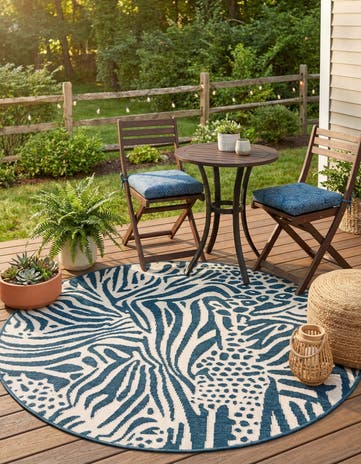 4' x 4' Easy-Clean Safari Indoor / Outdoor Round Rug