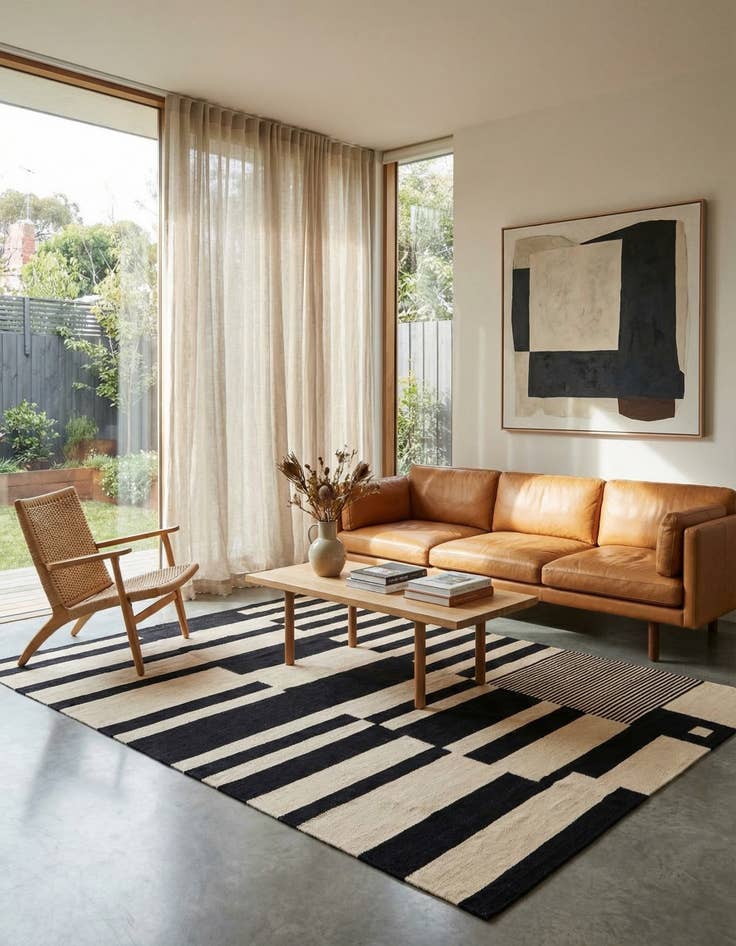 Detail image of  5' 8 x 7' 10  Hand Woven Kilim Modern Wool Rug