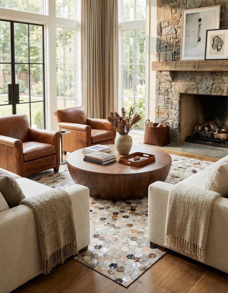 Detail image of 5' 4 x 7' 5 Cowhide Stocks Rug