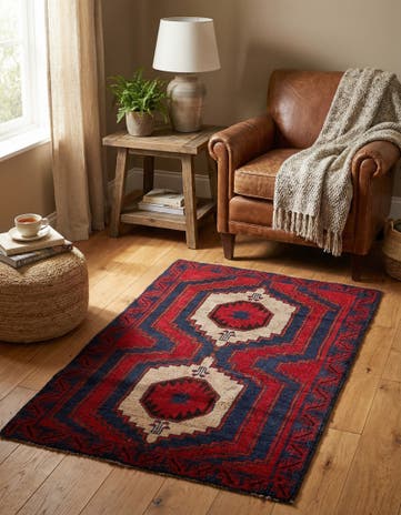 3' x 4' 9 Hand Knotted Balouch Persian Wool Rug