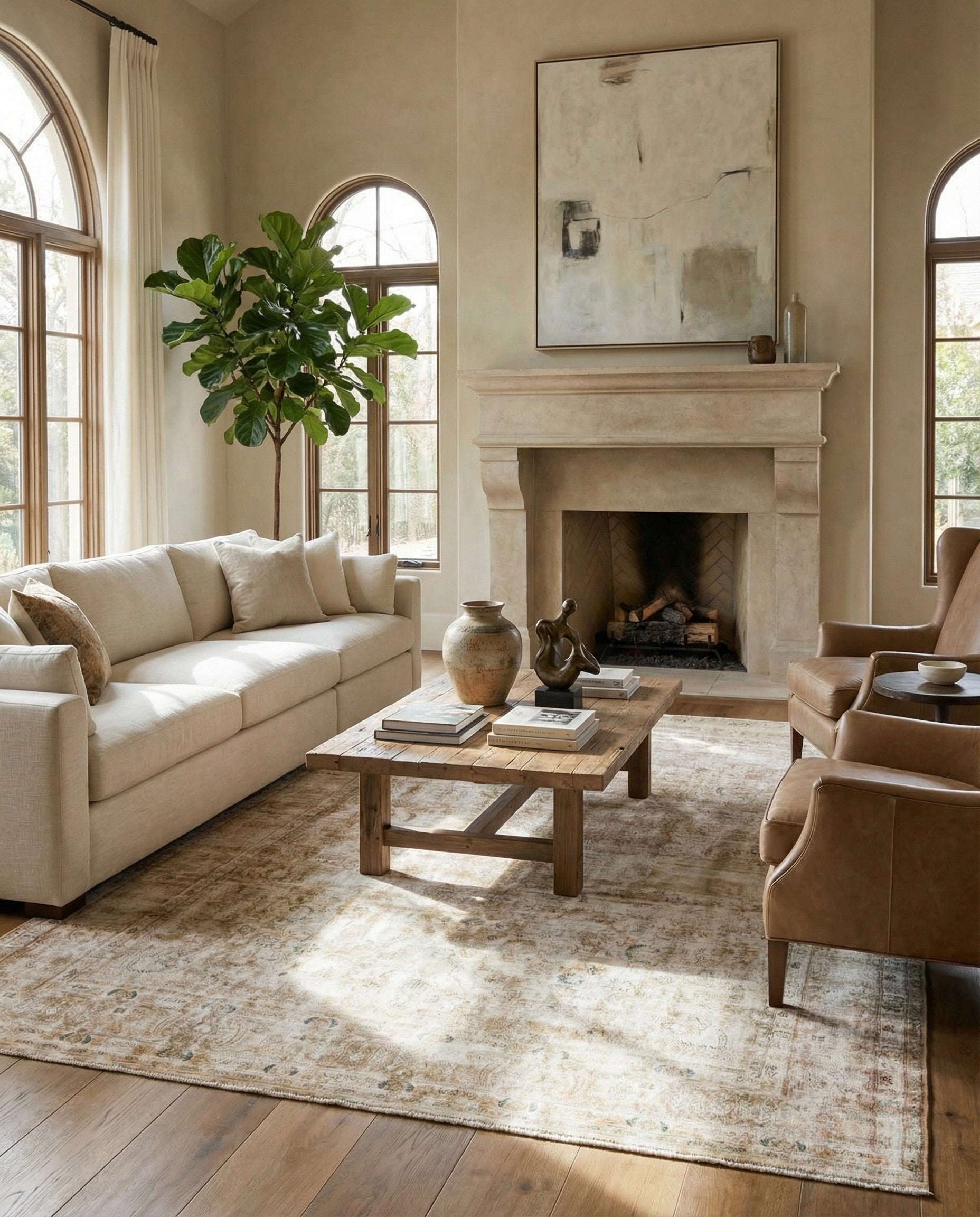 285cm x 380cm Hand Knotted Ultra Vintage Persian Wool Rug