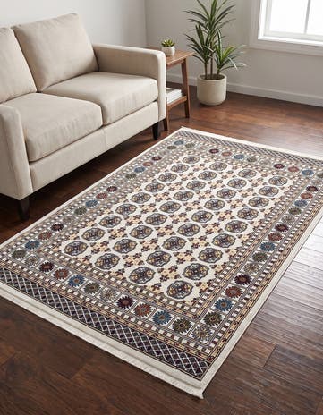Beige and Cream Nain Design Rug