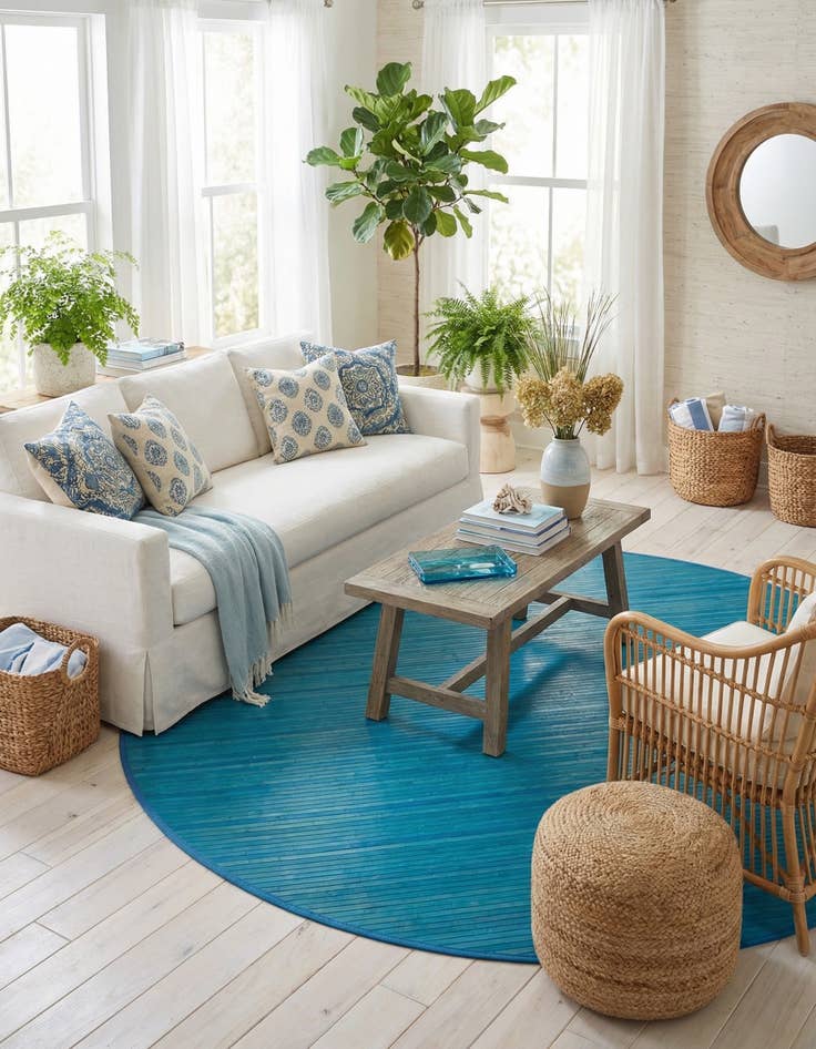 Detail image of  7' x 7' Bamboo Round Rug