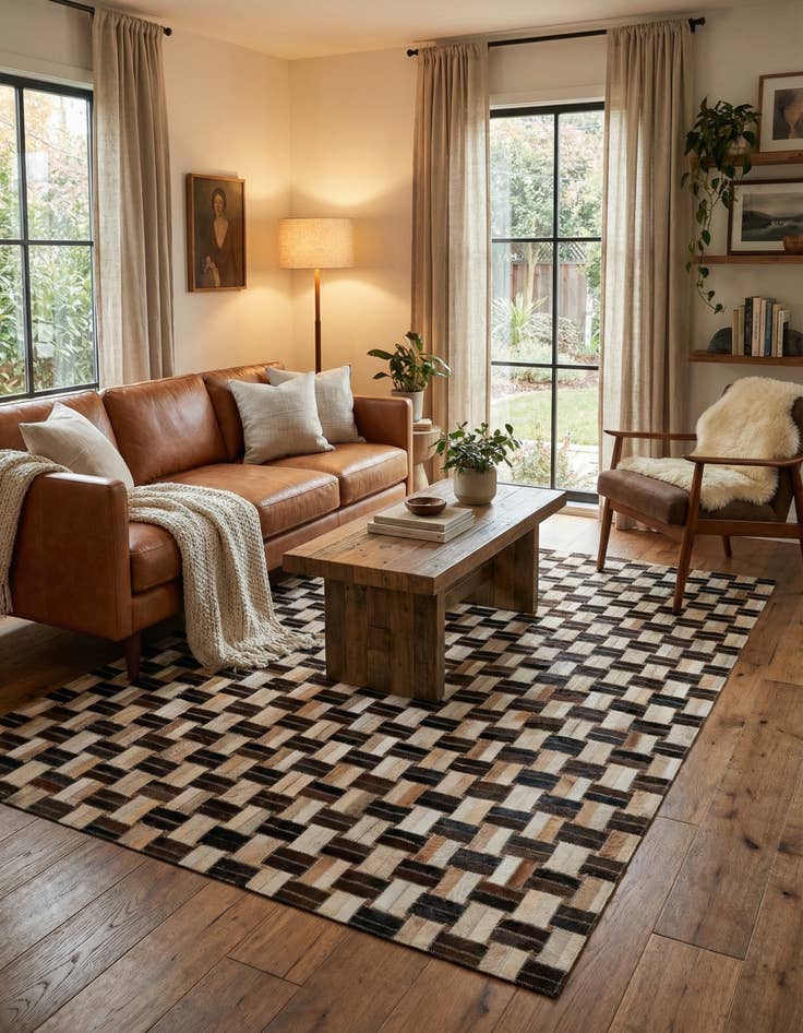 Detail image of  4' x 5' 11 Cowhide - Patchwork Rug