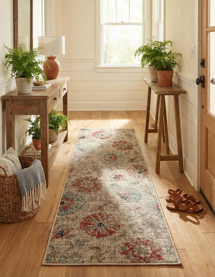 Detail image of 2' x 5'  Washable Botanical Indoor / Outdoor Runner Rug