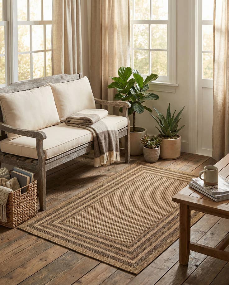 Detail image of 4' x 6' Easy-Clean Border Indoor / Outdoor Rug