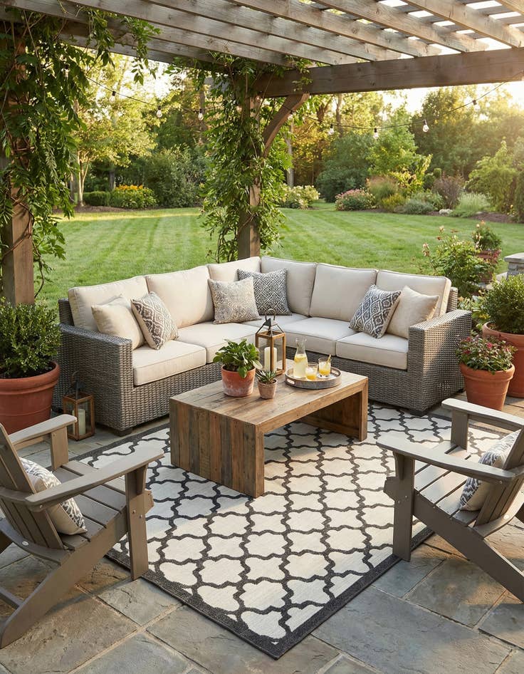 Detail image of 7' x 10'  Washable Trellis Indoor / Outdoor Rug