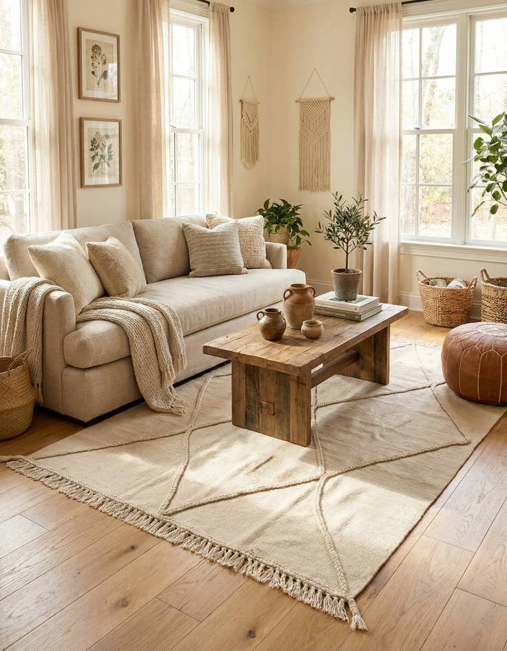 Detail image of 4' 1 x 6' 1  Hand Knotted Moroccan Wool Rug