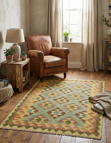 3' 5 x 5' Hand Woven Kilim Maymana Wool Rug