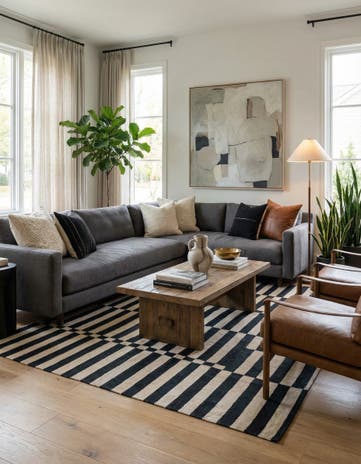 5' x 6' 4 Hand Woven Kilim Modern Wool Rug
