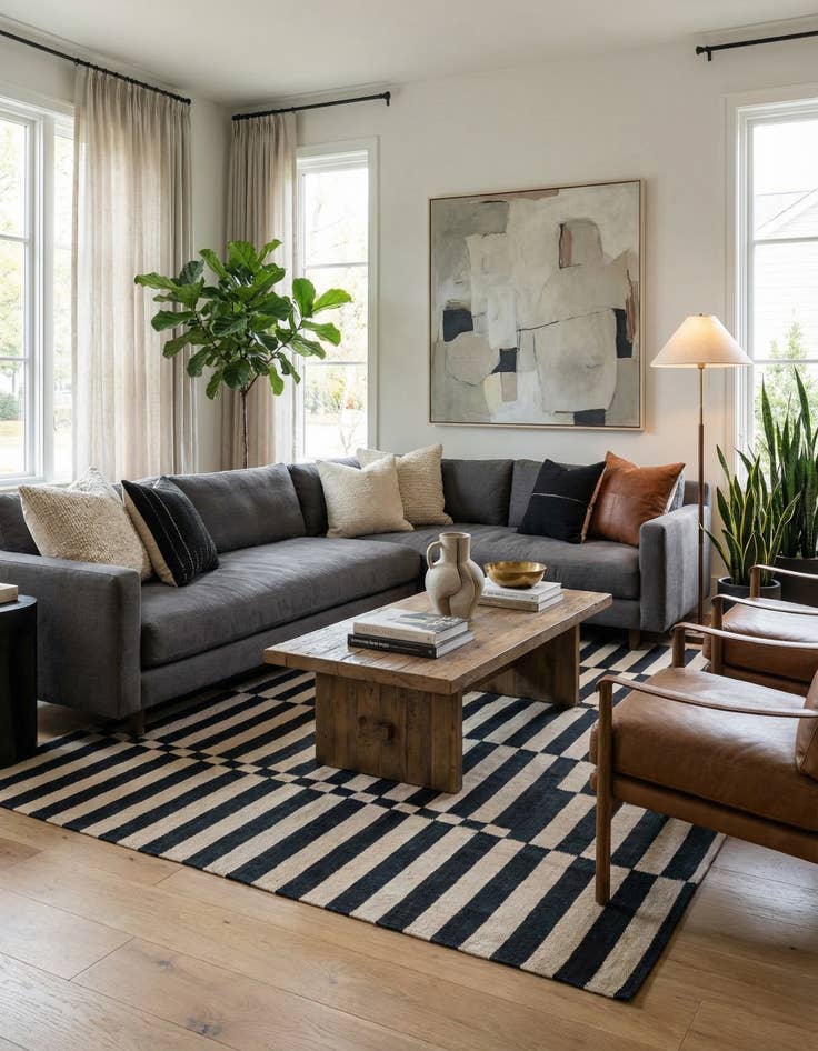 Detail image of 5' x 6' 4  Hand Woven Kilim Modern Wool Rug