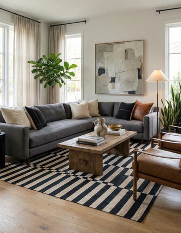5' x 6' 4 Hand Woven Kilim Modern Wool Rug