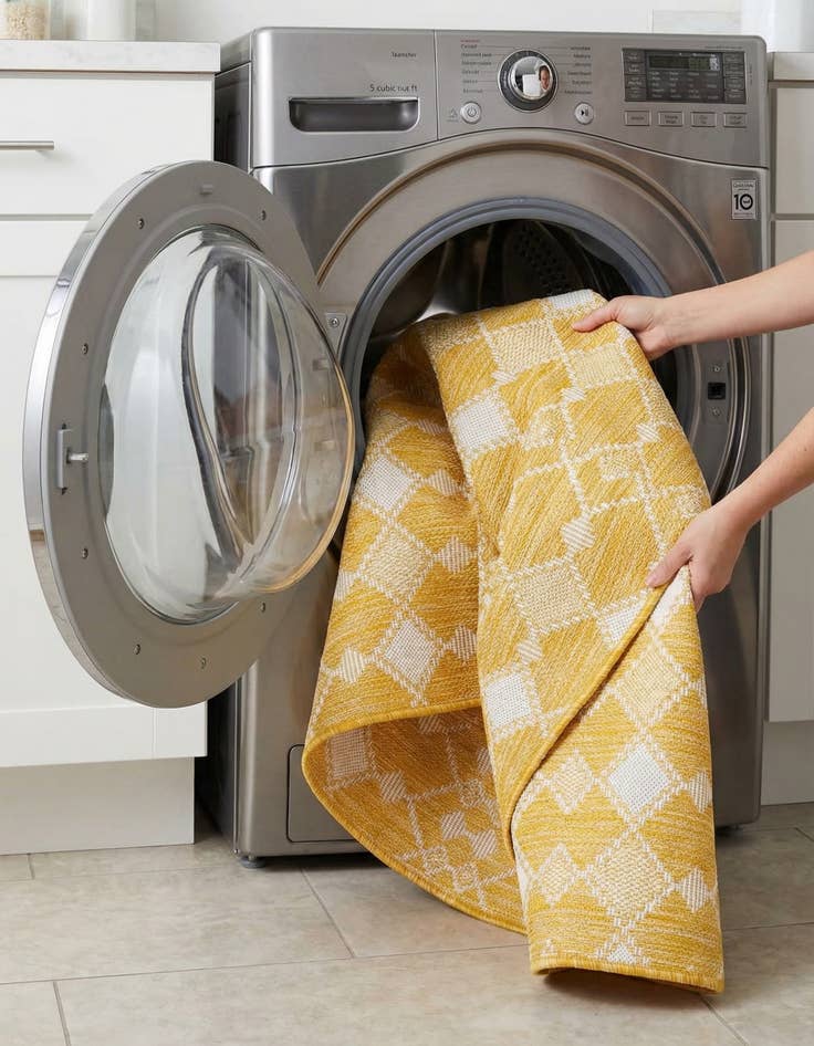 Detail image of 4' x 4'  Washable Trellis Indoor / Outdoor Round Rug