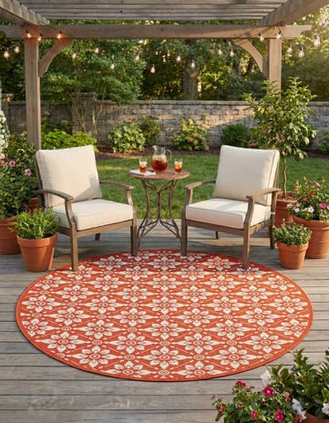 6' x 6' Easy-Clean Lattice Indoor / Outdoor Round Rug
