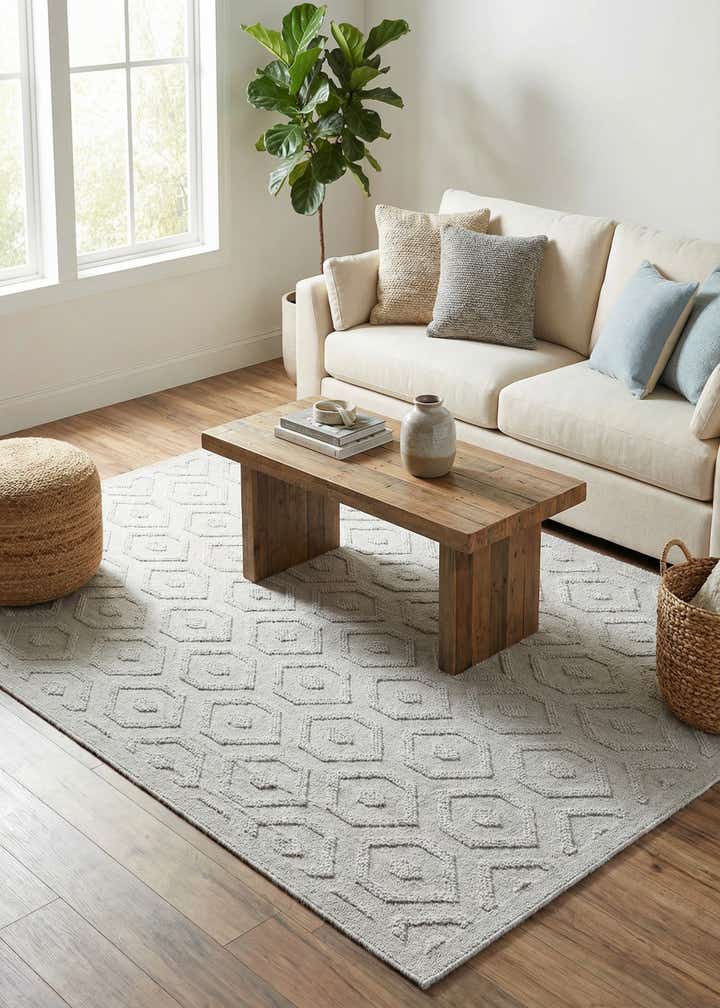 6' x 9' Easy-Clean Trellis Textured Indoor / Outdoor Rug
