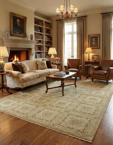 5' 8 x 8' Hand Knotted Peshawar Ziegler Rug