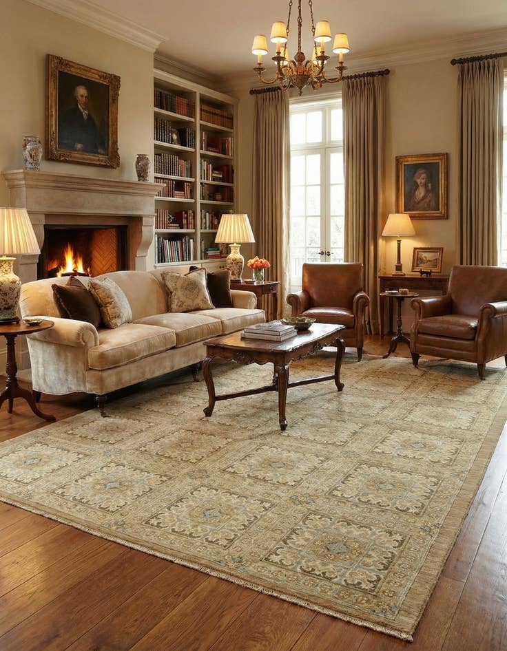 Detail image of 5' 8 x 8'  Hand Knotted Peshawar Ziegler Rug