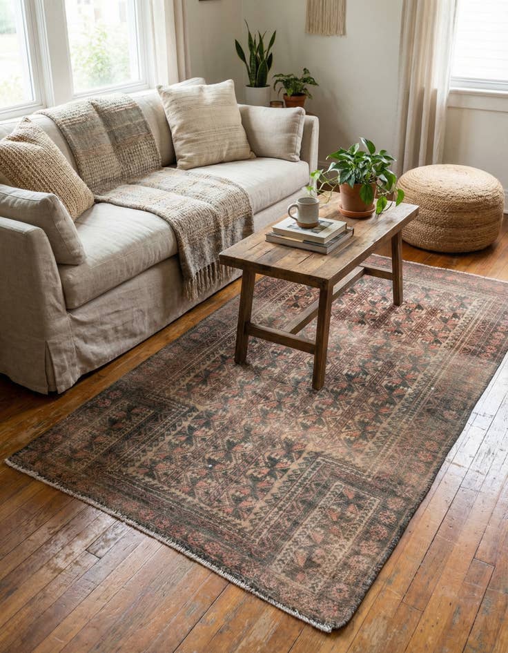 Detail image of 2' 8 x 4' 7  Hand Knotted Ultra Vintage Persian Wool Rug