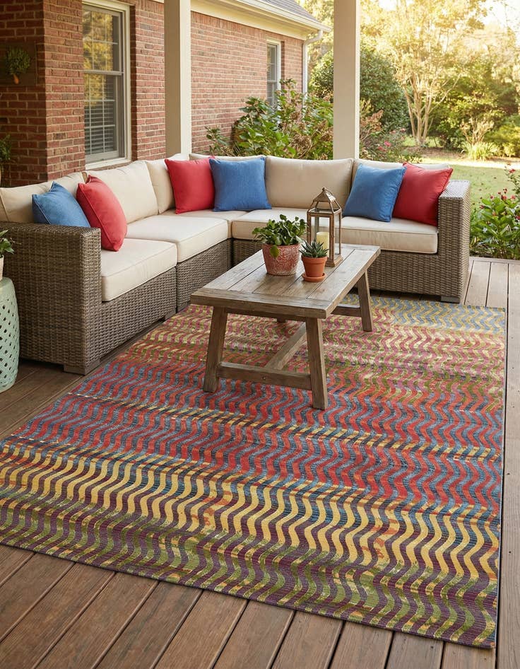 Detail image of 8' x 11' 4  Washable Modern Indoor / Outdoor Rug