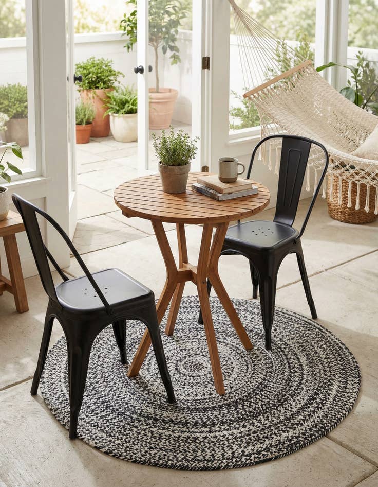 Detail image of  3' 3 x 3' 3  Hand Woven Eco Verse   Washable Indoor / Outdoor Round Rug