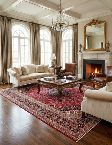 9' 9 x 13' Hand Knotted Kashan Persian Wool Rug