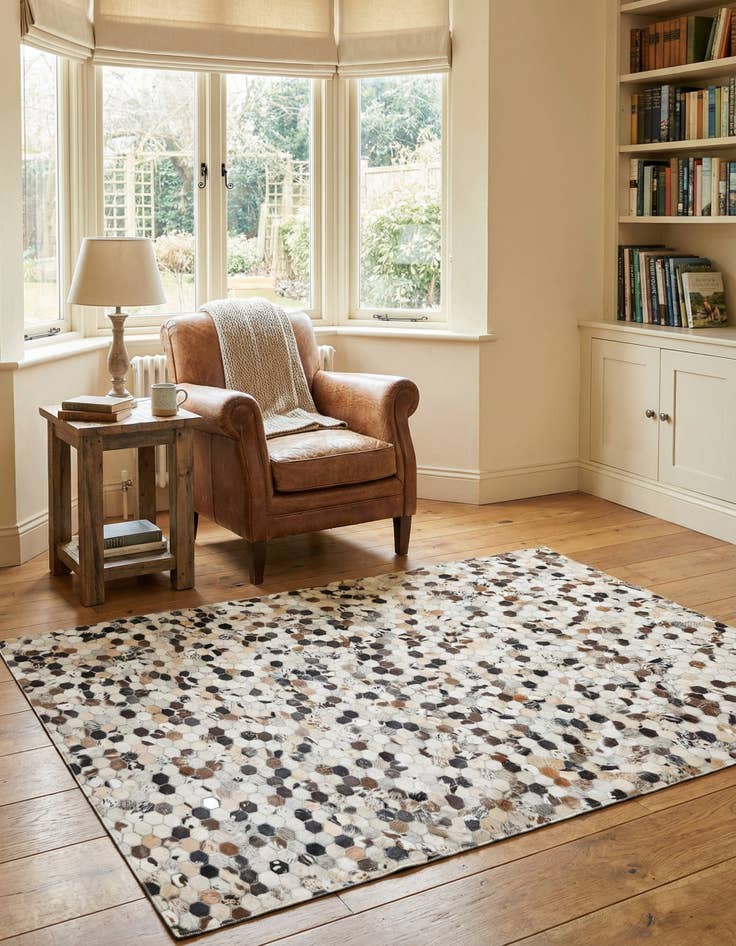 Detail image of 5' 1 x 8' 2 Cowhide Leather Rug