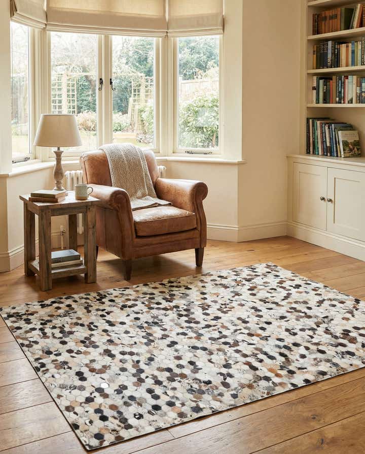 5' 1 x 8' 2 Cowhide Leather Rug