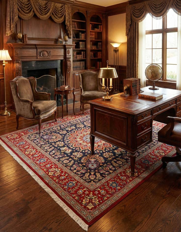 Detail image of  6' 7 x 6' 7 Ghom Square Rug