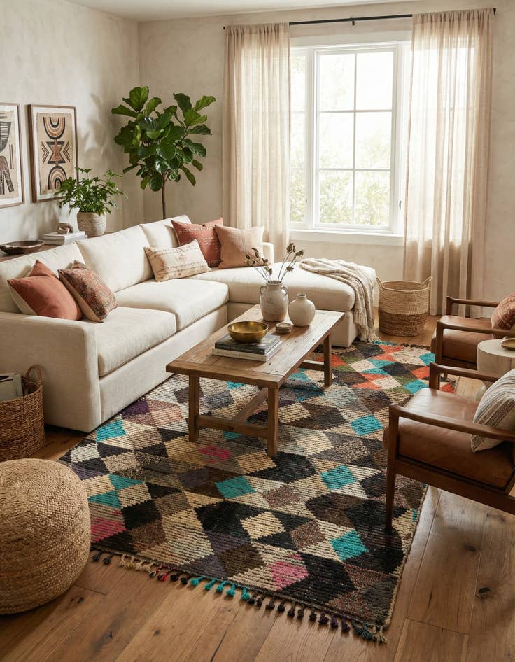 Detail image of 5' 6 x 8' 5  Hand Knotted Moroccan Wool Rug