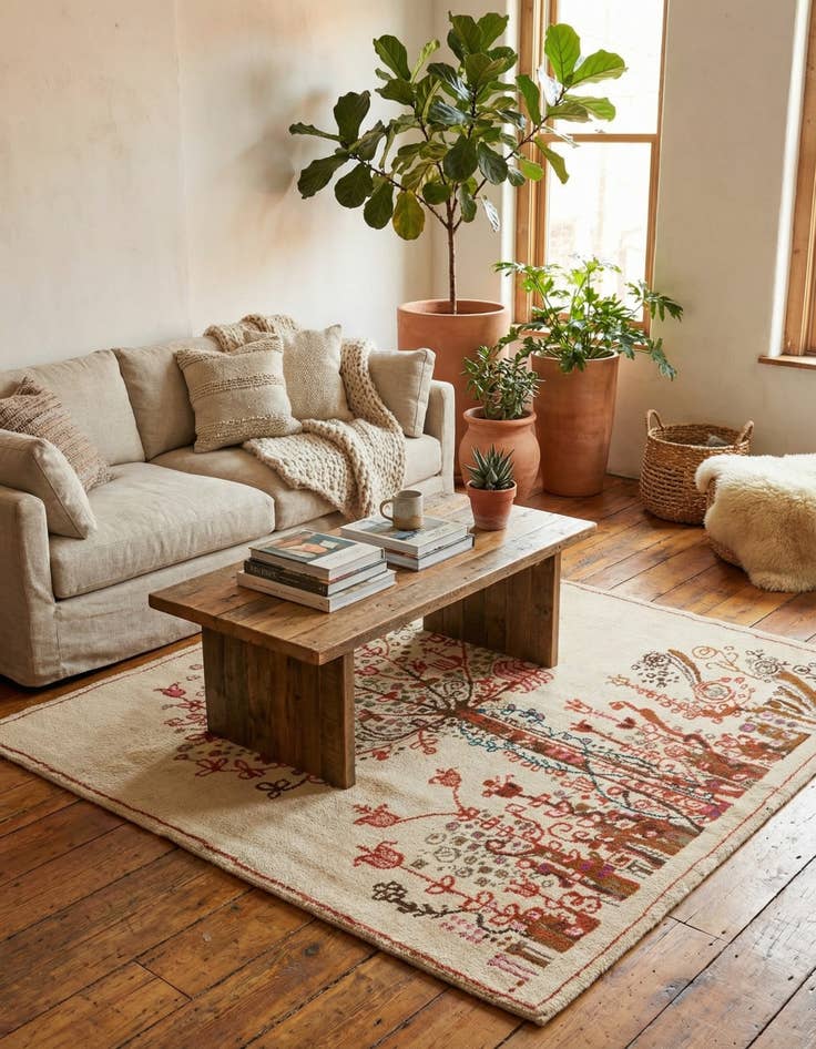 Detail image of 5' x 5' 7 Hand Knotted Moroccan Wool Rug
