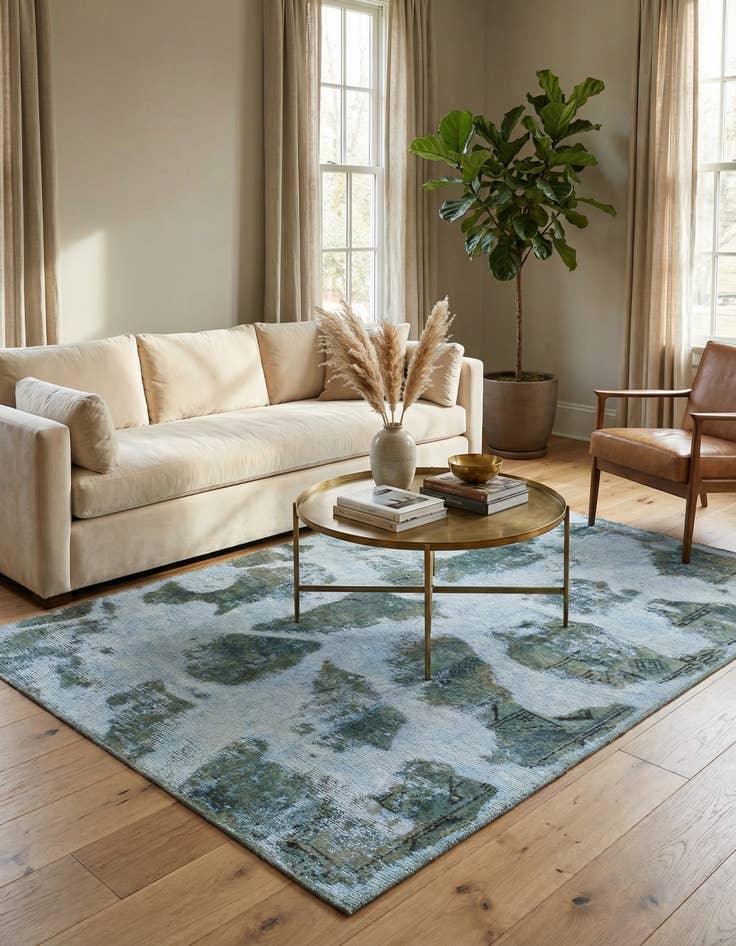 Detail image of  4' x 5'  Hand Knotted Ultra Vintage Persian Wool Square Rug