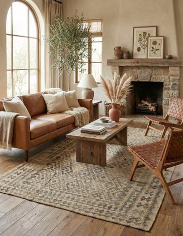 6' 8 x 10' 3 Hand Woven Kilim Maymana Wool Rug