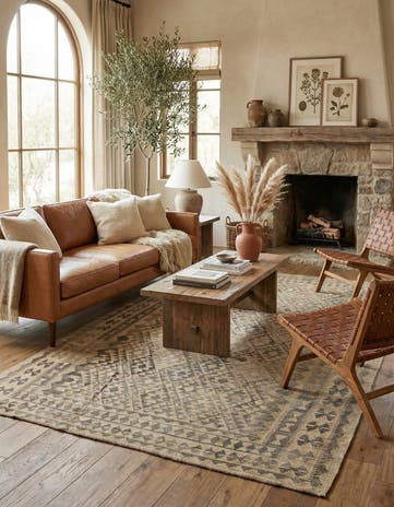 6' 8 x 10' 3 Hand Woven Kilim Maymana Wool Rug