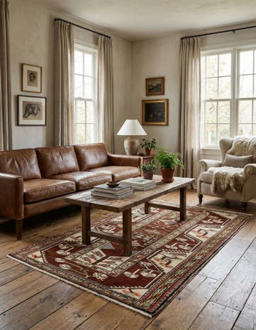 3' 8 x 5' 10 Hand Knotted Anatolian Oriental Wool Rug