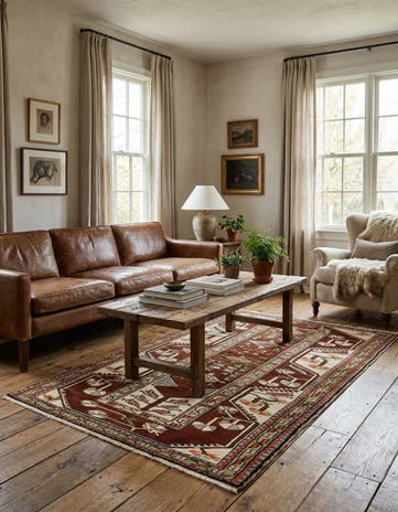 3' 8 x 5' 10 Hand Knotted Anatolian Oriental Wool Rug