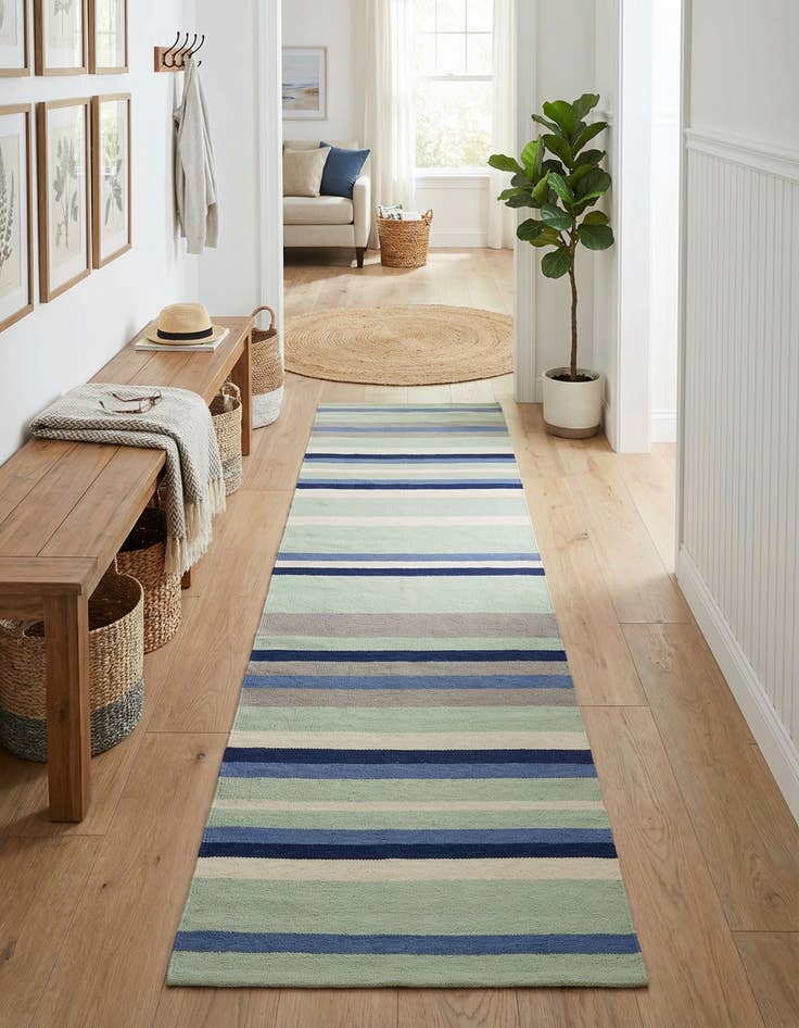 Detail image of 2' 7 x 10'  Hand Woven Flatweave Cotton Dhurrie Runner Rug