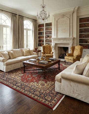 6' 7 x 10' 6 Hand Knotted Qom Persian Rug
