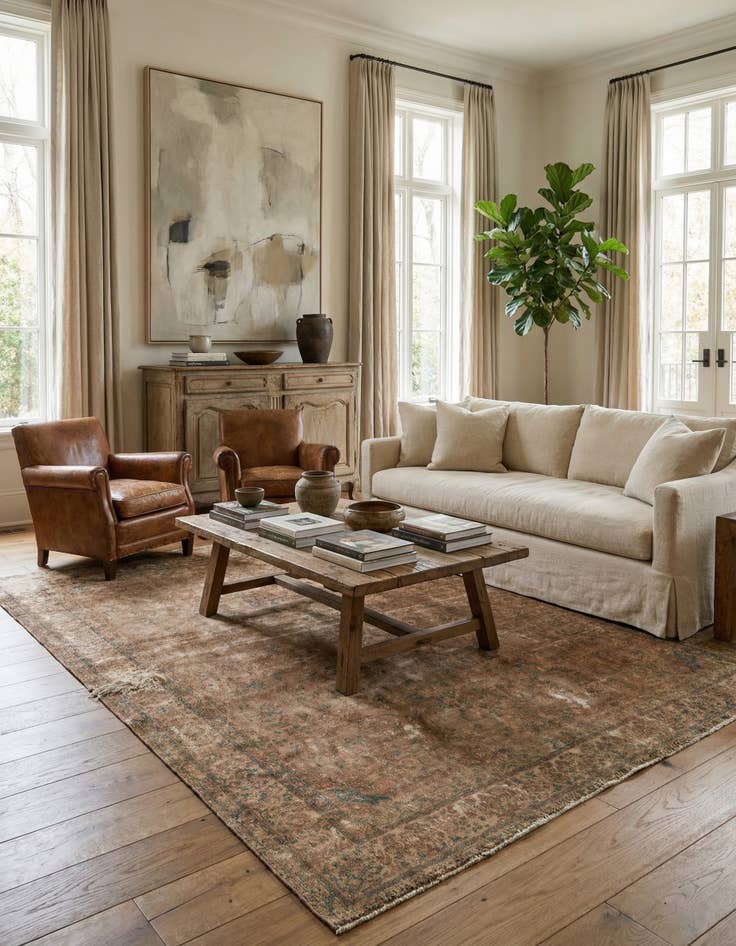 Detail image of 10' 3 x 13'  Hand Knotted Ultra Vintage Persian Wool Rug