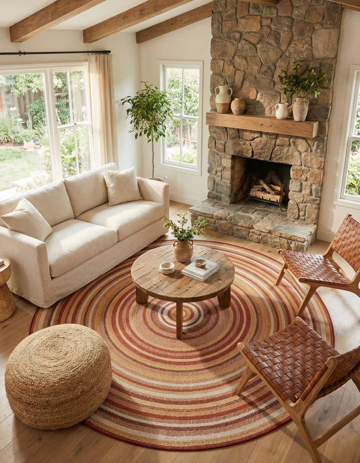 Detail image of 10' x 10'  Washable Baja Indoor / Outdoor Round Rug