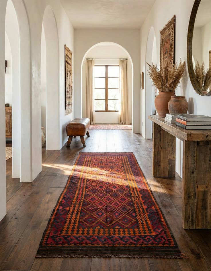 Detail image of 5' 6 x 9' 10  Hand Woven Kilim Fars Wool Runner Rug