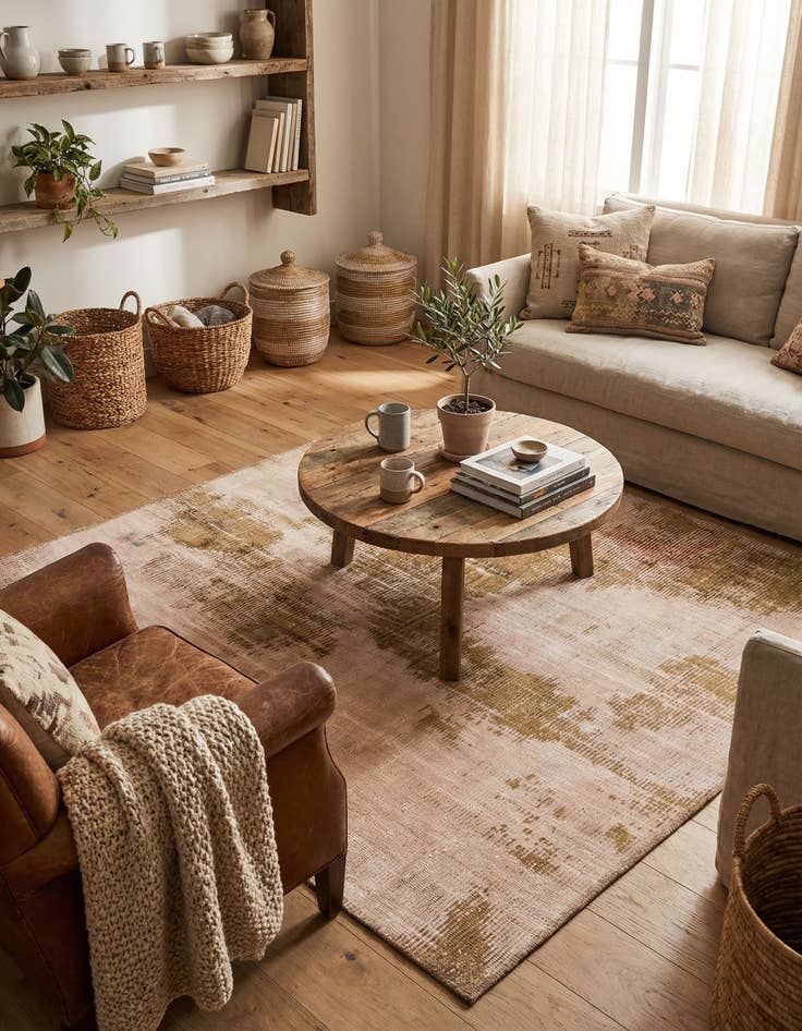 Detail image of 3' 10 x 4' 3  Hand Knotted Ultra Vintage Persian Wool Square Rug